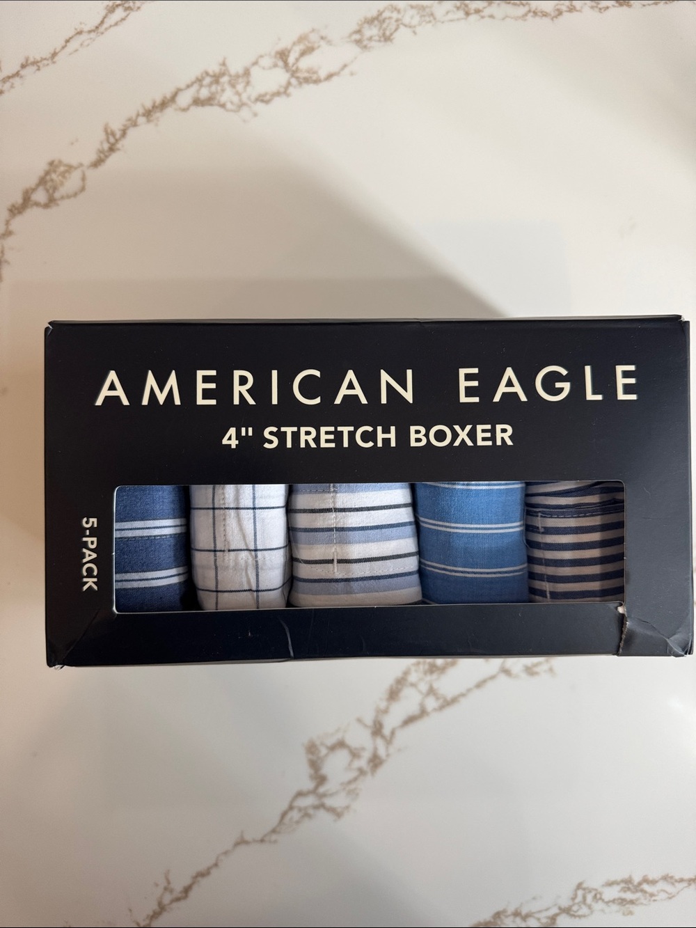 American Eagle Outfitters Men’s Blue & White Stretch Boxer Briefs - 5-Pack